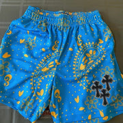 Cashew Flower Fashion Cross Print Street Shorts