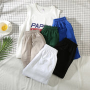 Loose casual solid color five-point pants