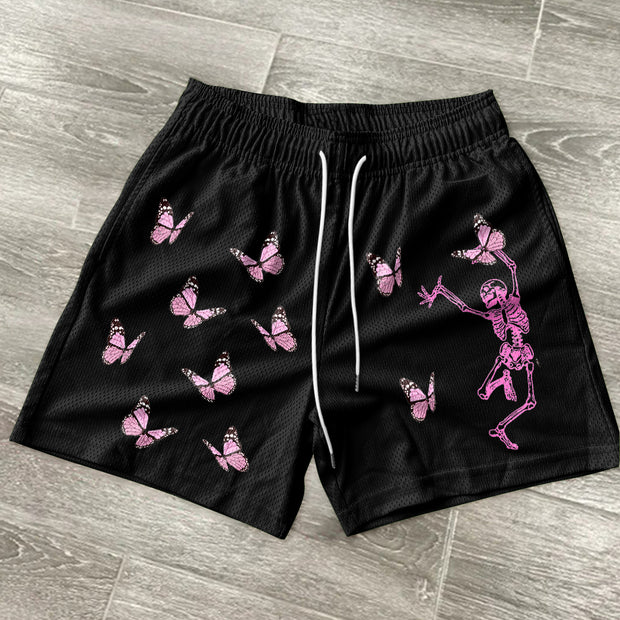 Trendy Skull Butterfly Hip Hop Street Shorts