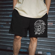 skull print track shorts