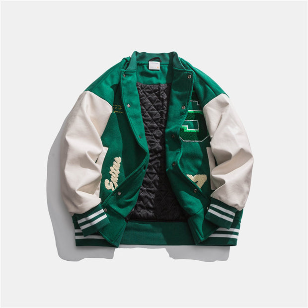 Embroidered casual street home lovers baseball jacket