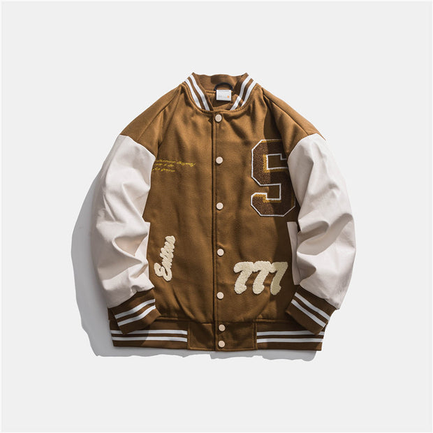 Embroidered casual street home lovers baseball jacket