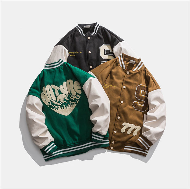 Embroidered casual street home lovers baseball jacket