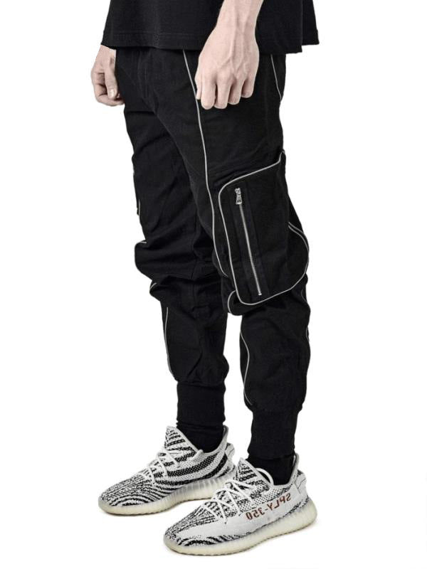 Street hip-hop trend men's trousers reflective casual sports overalls