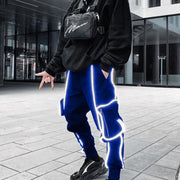 Street hip-hop trend men's trousers reflective casual sports overalls