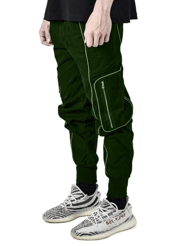 Street hip-hop trend men's trousers reflective casual sports overalls
