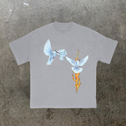 flame dove print vintage T-shirt