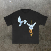 flame dove print vintage T-shirt