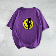 Lightning smile print short-sleeved T-shirt