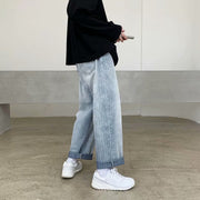 Jeans Men's Trendy Brand Hong Kong Style Loose Casual Daddy Wide Leg Pants Men's Korean Trend Striped Straight Pants