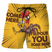 Men's quick-drying beach shorts printed casual shorts with pockets on both sides