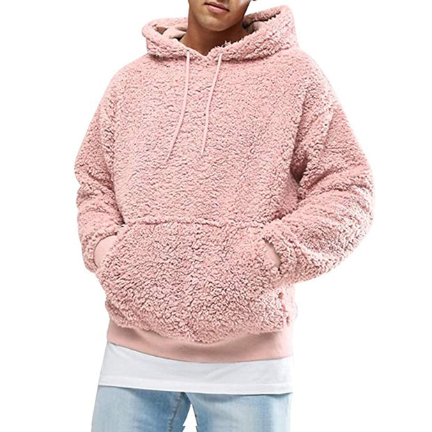 2020 autumn and winter plush plush hooded men's sweater jacket