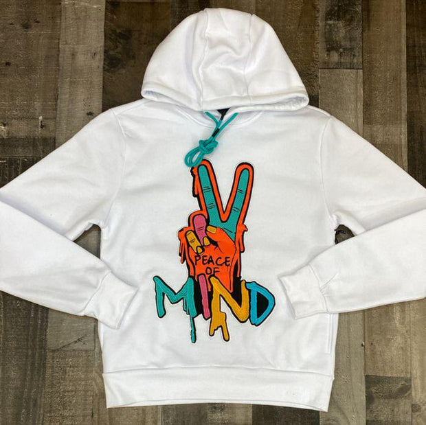 Casual gesture print hooded sweatshirt
