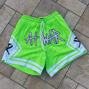 Fluorescent Green casual sports vacation breathable shorts