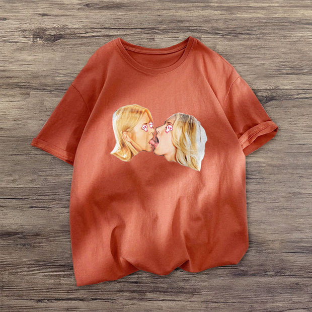 Couple Funny Print Short Sleeve T-shirt