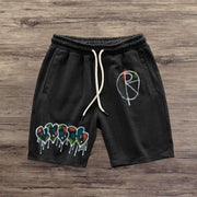 Personalized graffiti print casual street shorts