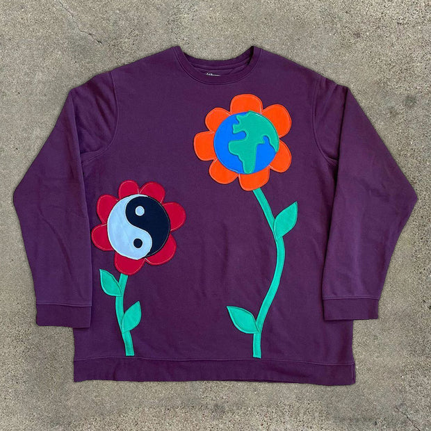 Fashion casual art print long-sleeved hoodless sweater
