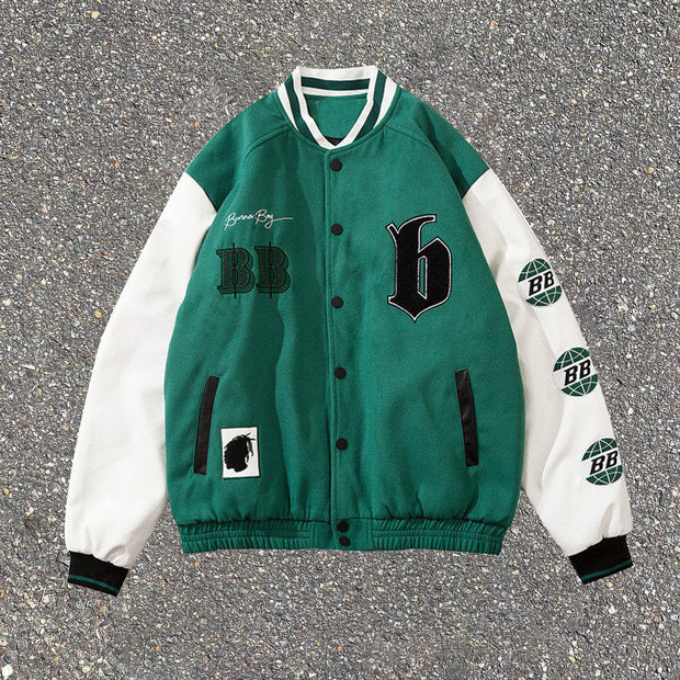 Hip-hop street letter badge embroidery woolen stitching couple wide baseball uniform