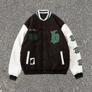 Hip-hop street letter badge embroidery woolen stitching couple wide baseball uniform