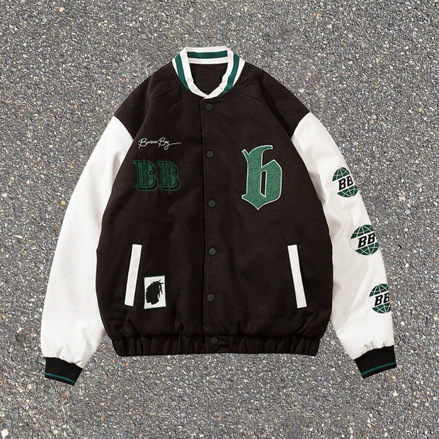 Hip-hop street letter badge embroidery woolen stitching couple wide baseball uniform