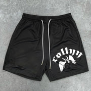 Trendy retro angel print shorts