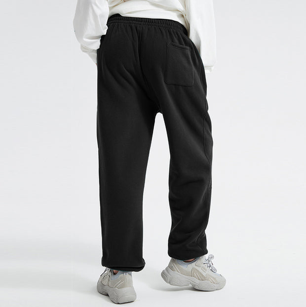 Contrast Vintage Plush Print Casual Trousers