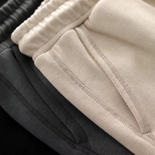 Simple contrast color stitching loose straight drape five-point sweatpants