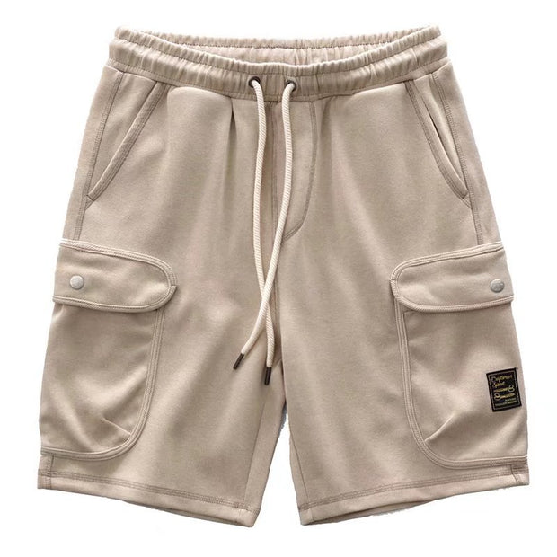 Simple contrast color stitching loose straight drape five-point sweatpants