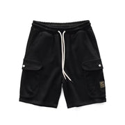 Simple contrast color stitching loose straight drape five-point sweatpants