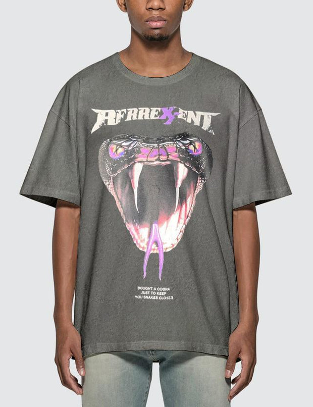Men's short-sleeved T-shirt with python print