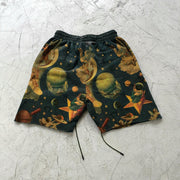 Rock retro print casual shorts