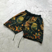 Rock retro print casual shorts