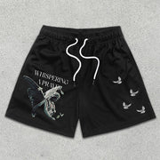 Angel Graphic Print Elastic Shorts