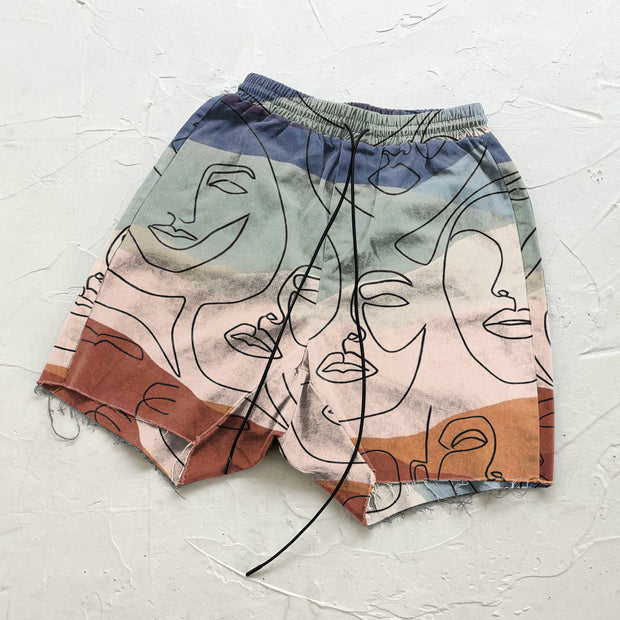 Contrasting line retro sports shorts