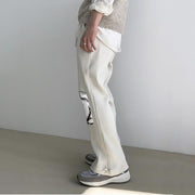 Casual corduroy art print street trousers