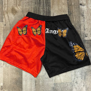 Stitching contrast retro butterfly print casual shorts