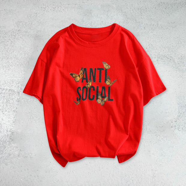 Retro casual butterfly short sleeve T-shirt