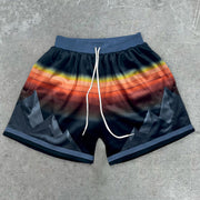 Trendy Gradient Print Track Shorts