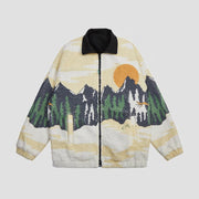 Leisure snow mountain scenery lamb velvet jacket