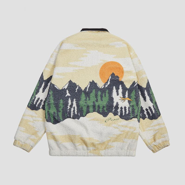 Leisure snow mountain scenery lamb velvet jacket