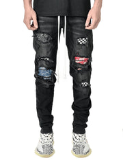 Slim-fit ripped pants men's jeans