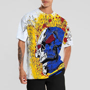 Personality hateful skull print T-shirt men