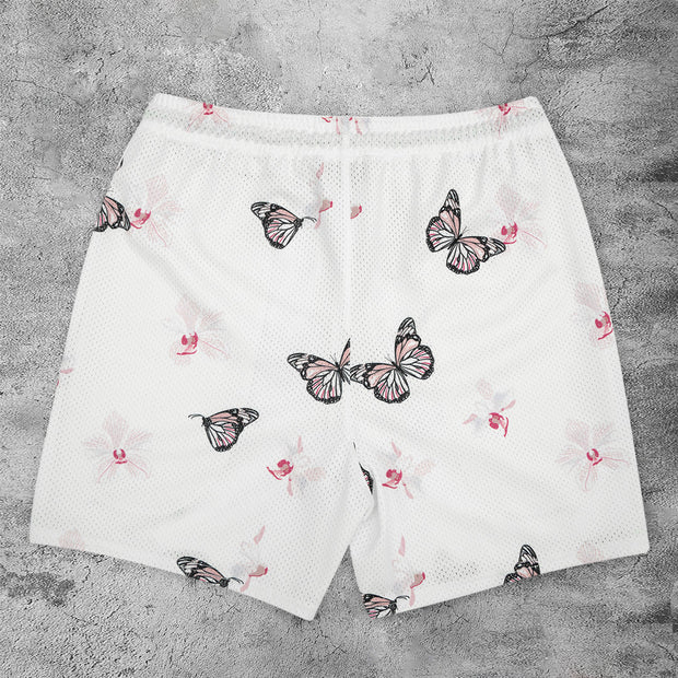 Butterfly Fashion Retro Street Mesh Shorts