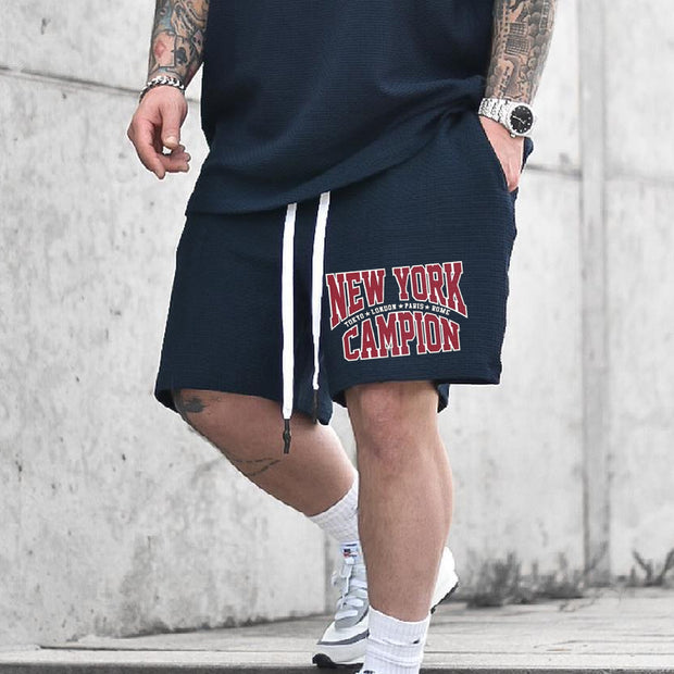 New York Print Elastic Shorts