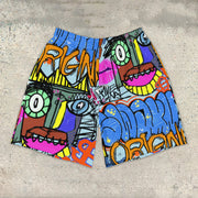 Personality street style graffiti shorts