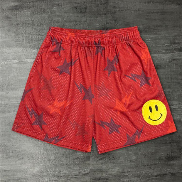 Five-pointed star smiley print street shorts