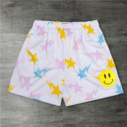 Five-pointed star smiley print street shorts