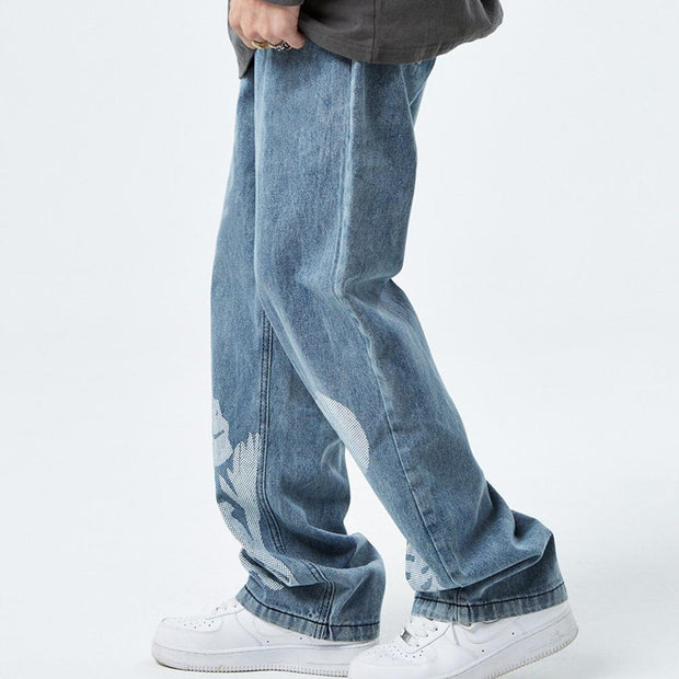 Skull Fashion Print Personalized Loose Jeans