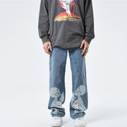 Skull Fashion Print Personalized Loose Jeans