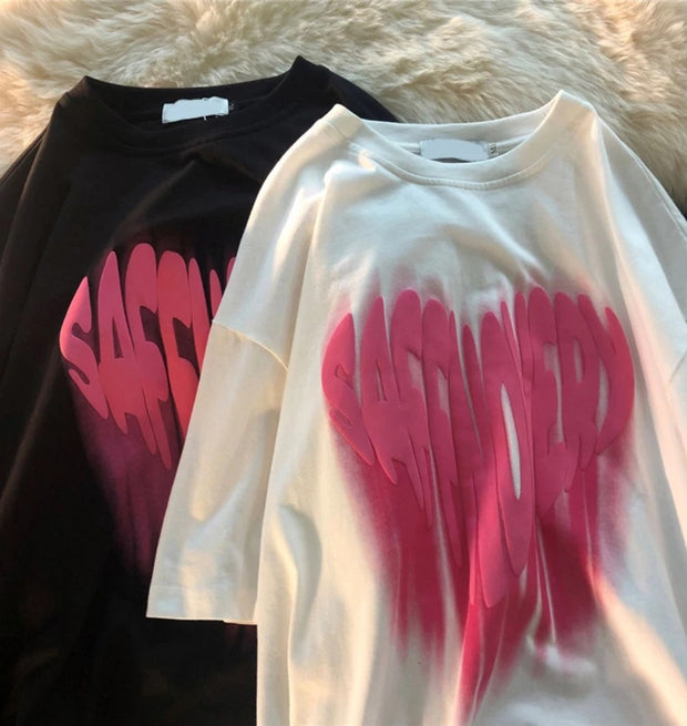 Trendy print design niche half-sleeved American street T-shirt